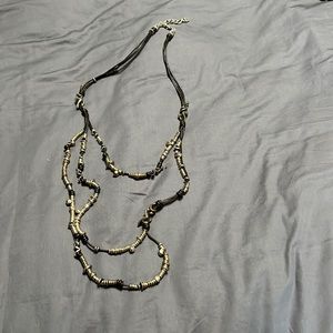 Silver/leather 3- stranded necklace